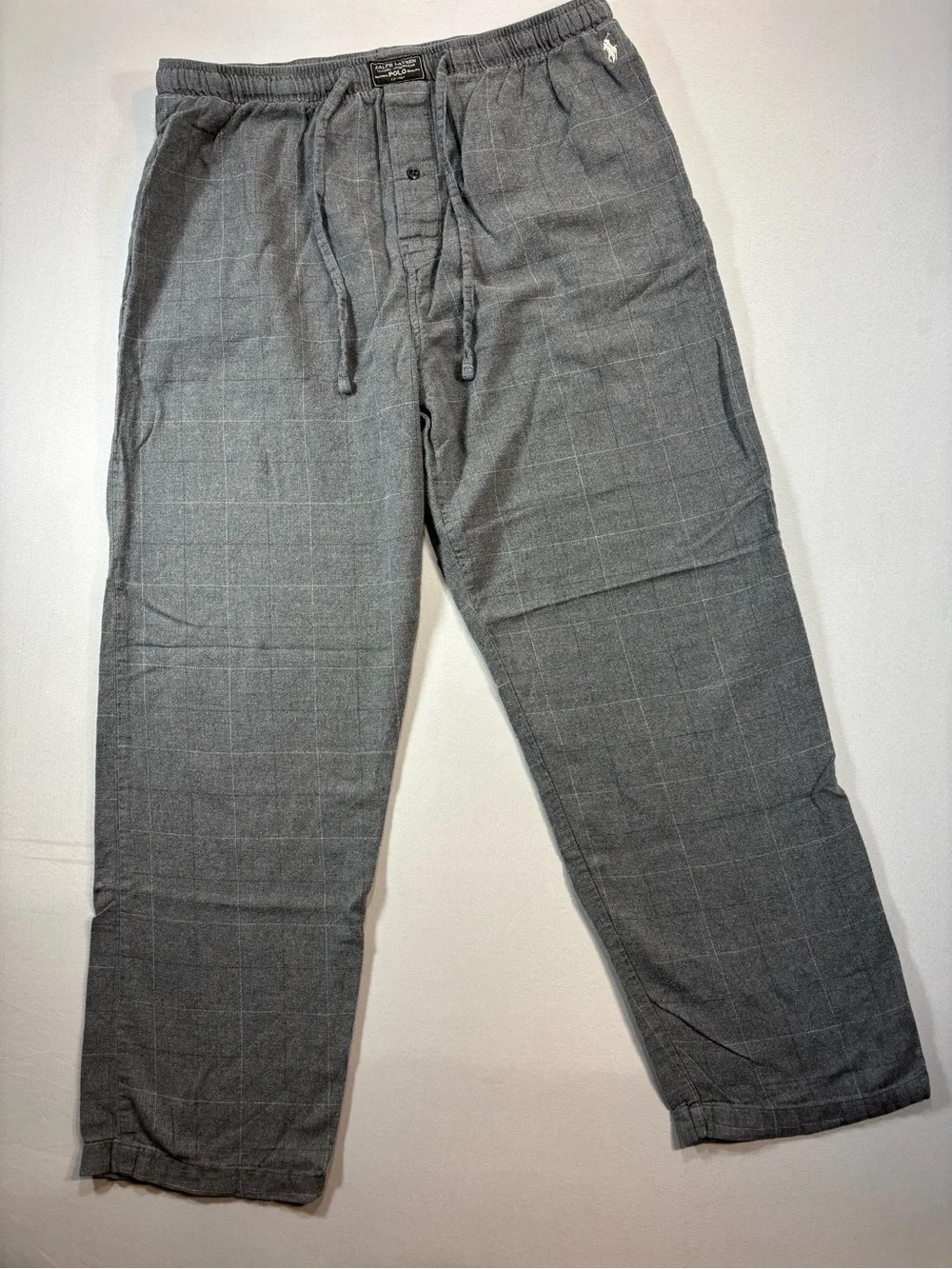 Ralph Lauren Gray Plaid Drawstring Lounge Pants